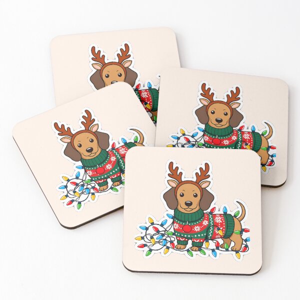 Item preview, Dachshund Reindeer Tangled in Christmas Garlands designed and sold by LV-creator.