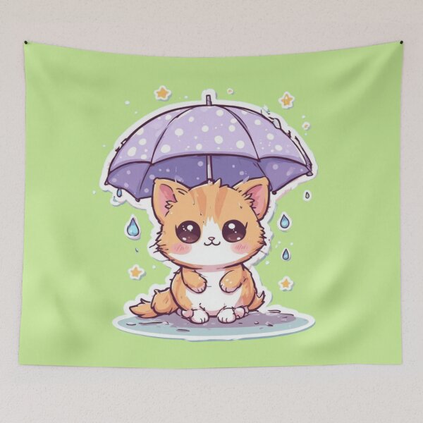 Item preview, Kawaii Rainy Day Kitten Design designed and sold by MushArtist.