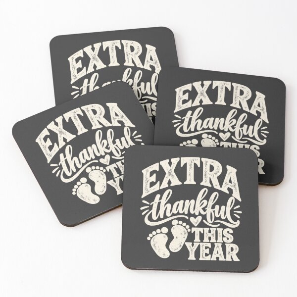 Item preview, Baby Footprints Vintage Lettering Extra Thankful This Year Rustic Art designed and sold by AmiGraph.