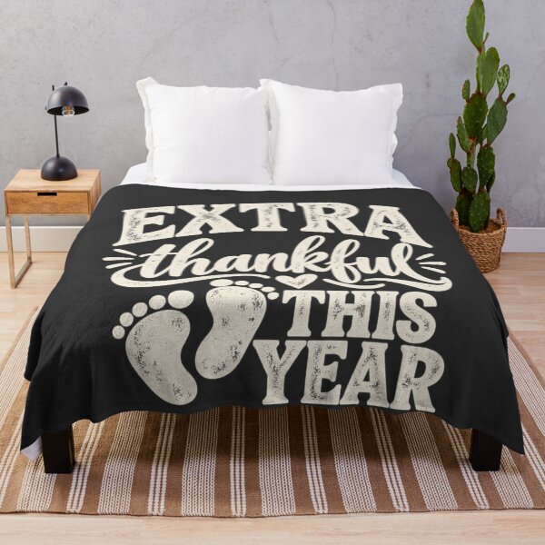 Item preview, Baby Footprints Vintage Lettering Extra Thankful This Year Rustic Art designed and sold by AmiGraph.
