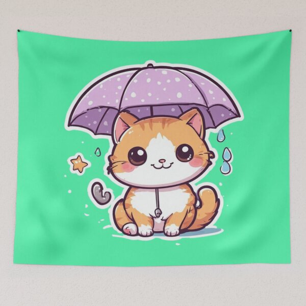 Item preview, Kawaii Rainy Day Kitten Design designed and sold by MushArtist.
