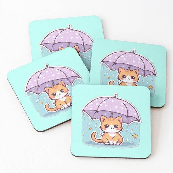 Item preview, Kawaii Rainy Day Kitten Design designed and sold by MushArtist.
