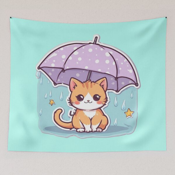 Item preview, Kawaii Rainy Day Kitten Design designed and sold by MushArtist.