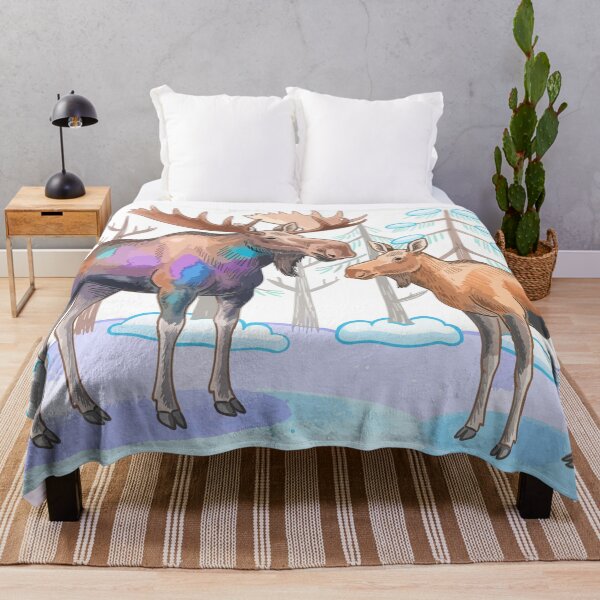 Item preview, Moose Pair in Snowy Winter Forest Art designed and sold by Litely.