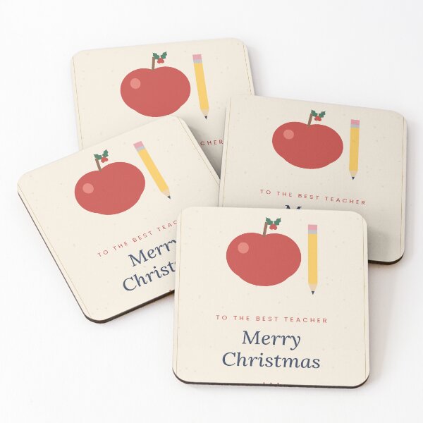 Item preview, Merry Christmas Teacher Apple and Pencil designed and sold by Wilhelmina-Art.