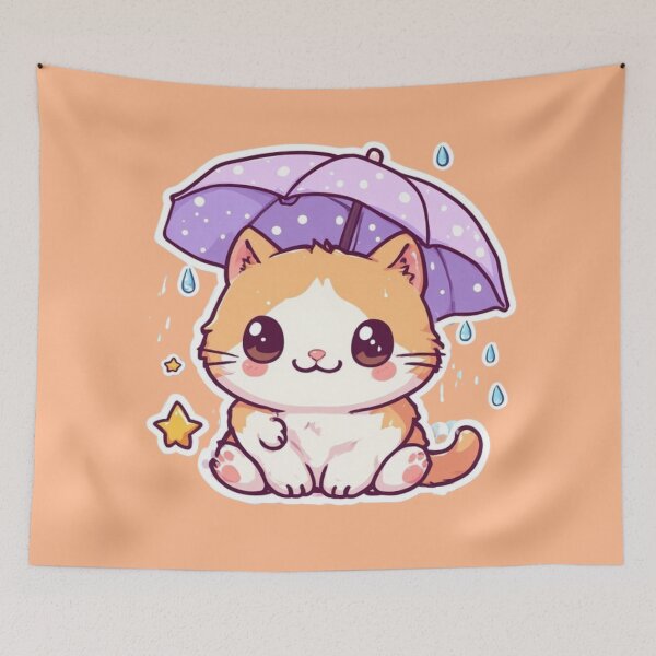 Item preview, Kawaii Rainy Day Kitten Design designed and sold by MushArtist.