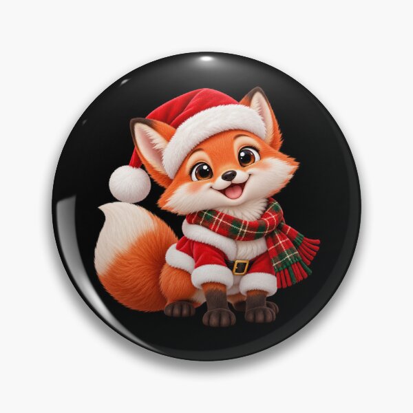 Item preview, Christmas Fox in Santa Outfit with Festive Plaid Scarf designed and sold by hartwell-made.