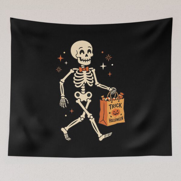 Item preview, Retro Skeleton Trick-or-Treater Candy Bag designed and sold by OlyvieArt.