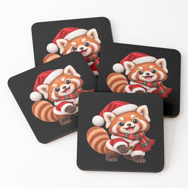 Item preview, Christmas Red Panda in Santa Suit with Plaid Scarf designed and sold by hartwell-made.