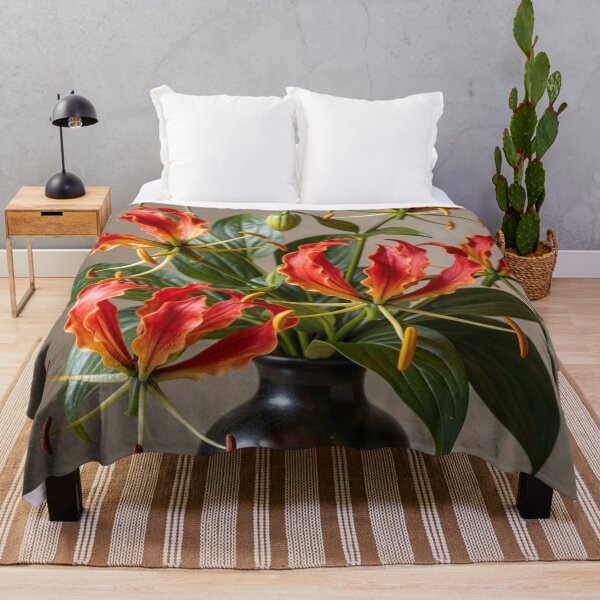 Item preview, Flame Lily Splendor - Vibrant Gloriosa Lily Botanical Artwork designed and sold by nhk999.