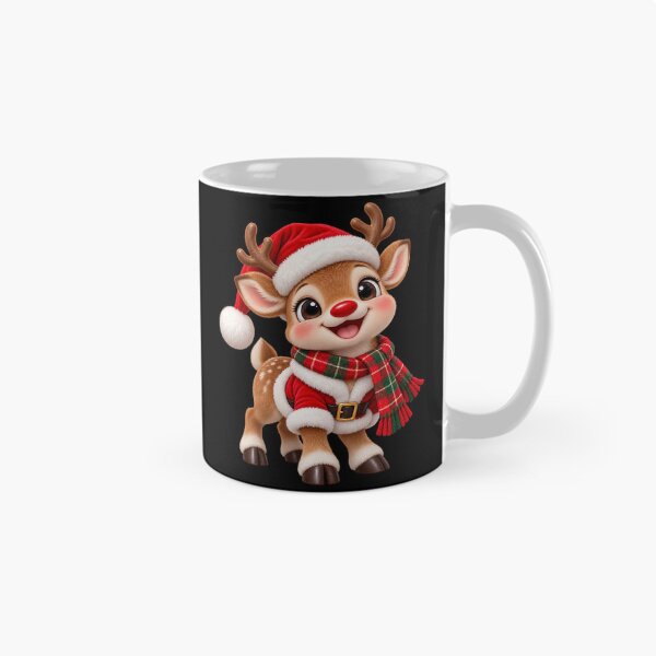 Item preview, Christmas Reindeer in Santa Suit with Red Plaid Scarf designed and sold by hartwell-made.