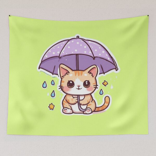 Item preview, Kawaii Rainy Day Kitten Design designed and sold by MushArtist.