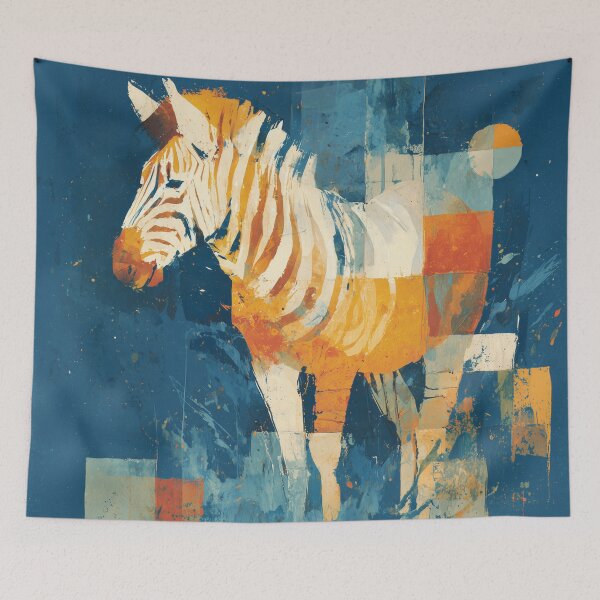 Item preview, Orange Zebra on Deep Blue Abstract Painting designed and sold by solynneart.