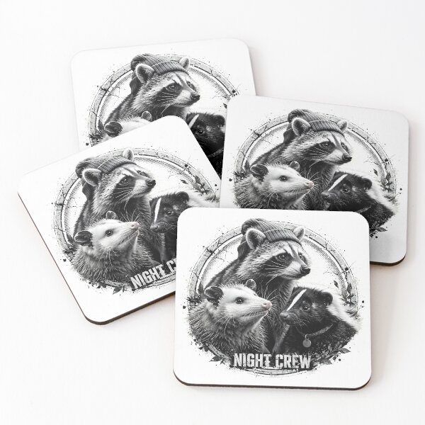Item preview, Raccoon-Smoking-Opossum-Skunk-Gritty-Wildlife-Crew designed and sold by MathiasFuchs.