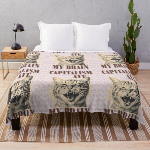 Item preview, Funny Capitalism Ate My Brain Sarcastic Cat Meme designed and sold by Artemis & Woven Collective.