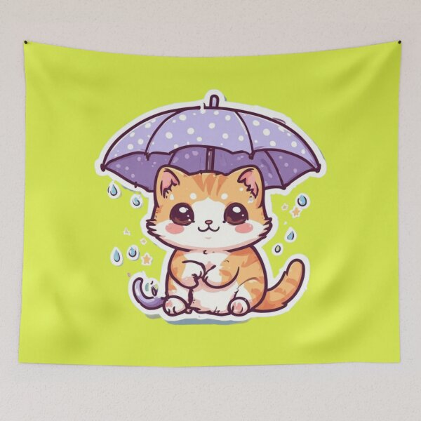 Item preview, Kawaii Rainy Day Kitten Design designed and sold by MushArtist.