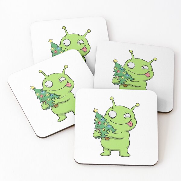 Item preview, Funny Alien Hugging Christmas Tree - Cute Green Alien designed and sold by Raju-Creative.