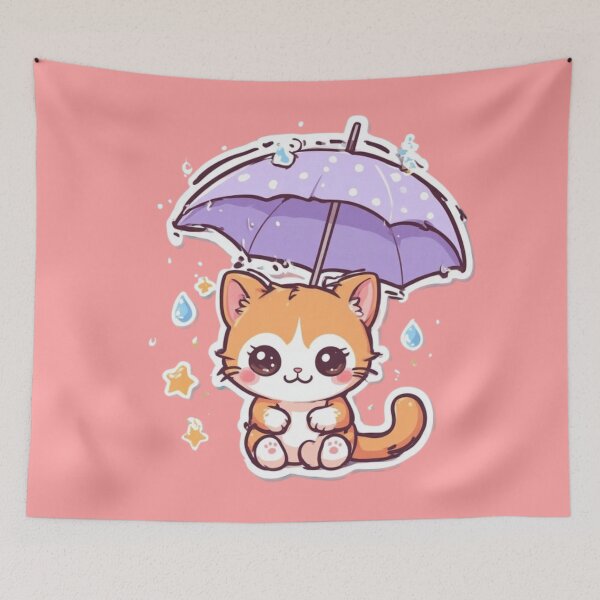 Item preview, Kawaii Rainy Day Kitten Design designed and sold by MushArtist.