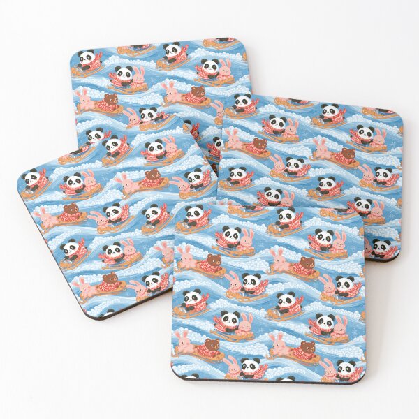Item preview, Cute Animal Sledding Winter Snow Fun Pattern designed and sold by NicolasGlowArt.