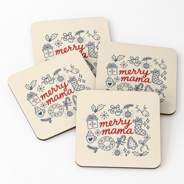 Item preview, Merry Mama Christmas Doodle Art Red Script Navy Holiday Icons designed and sold by AmiGraph.