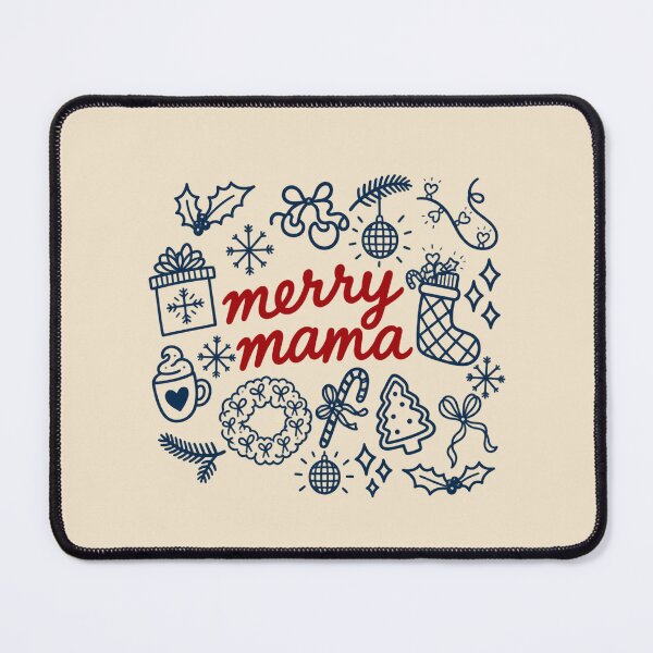 Item preview, Merry Mama Christmas Doodle Art Red Script Navy Holiday Icons designed and sold by AmiGraph.