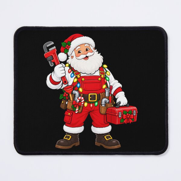 Item preview, Christmas Plumber Santa with Pipe Wrench and Toolbox designed and sold by vaylen-orbit.