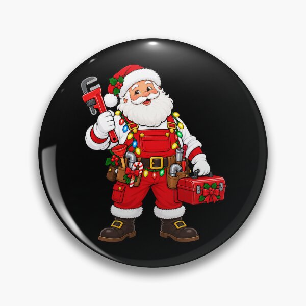 Item preview, Christmas Plumber Santa with Pipe Wrench and Toolbox designed and sold by vaylen-orbit.