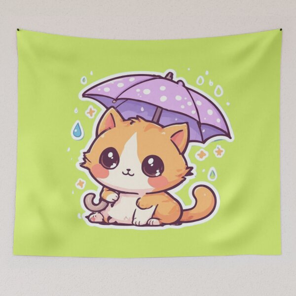 Item preview, Kawaii Rainy Day Kitten Design designed and sold by MushArtist.