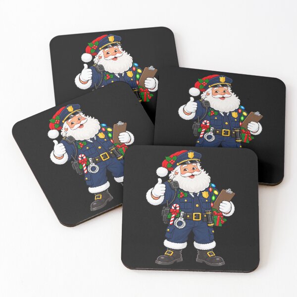 Item preview, Christmas Police Officer Santa in Blue Patrol Uniform designed and sold by vaylen-orbit.