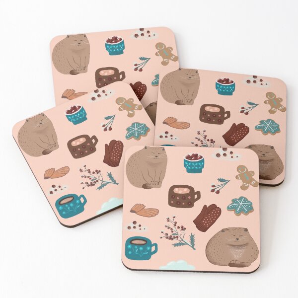 Item preview, Cozy Winter Cats, Cocoa and Gingerbread Pattern designed and sold by Spectrumcontour.