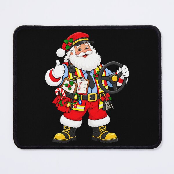 Item preview, Christmas Bus Driver Santa with Steering Wheel and Hat designed and sold by vaylen-orbit.