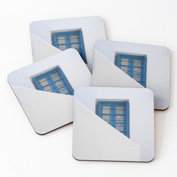 Item preview, Blue wooden door with white exterior wall of house on Greek Isles designed and sold by assaf.