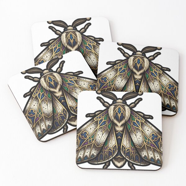 Item preview, Pale Brindled Beauty Moth Emblem - Gothic Entomology Art designed and sold by IllumeInk.