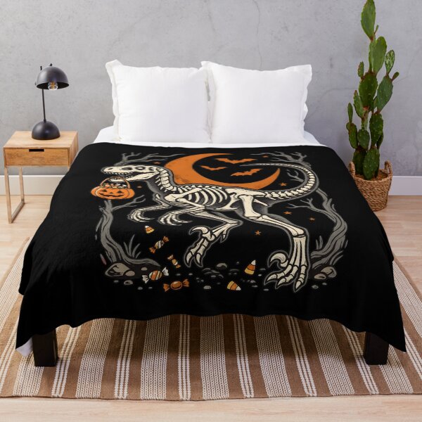 Item preview, Dinosaur Skeleton Halloween Candy Moon Bats Art designed and sold by GiaoCalonas.