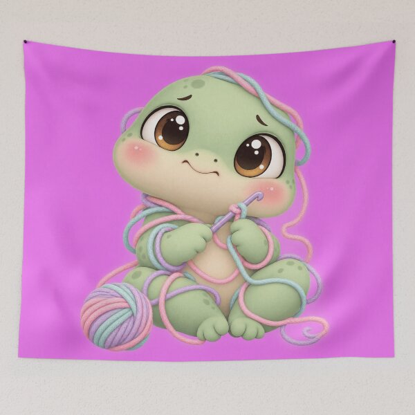 Item preview, Cute Crochet Frog Tangled in Yarn Funny Craft Art designed and sold by iyonic art.