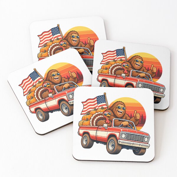 Item preview, Bigfoot Thanksgiving Turkey Ride American Flag Sasquatch  designed and sold by WeirdlyMild.