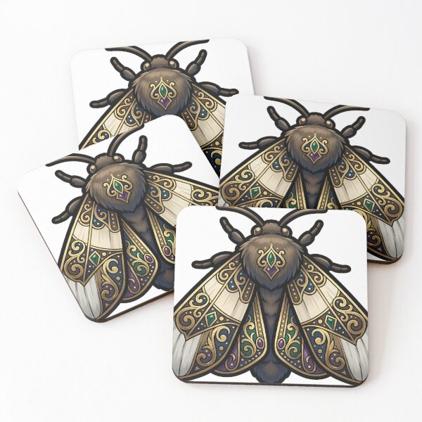 Item preview, Common Quaker Moth Emblem - Gothic Entomology Dark Academia Art designed and sold by IllumeInk.