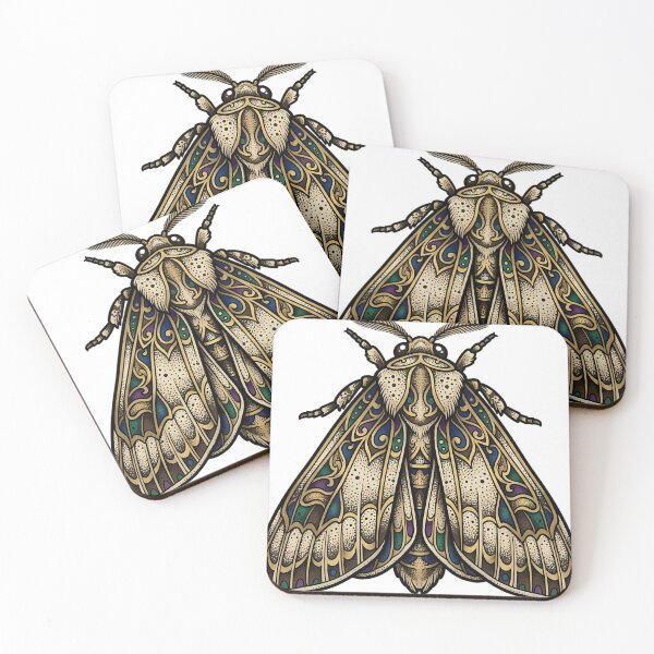 Item preview, Powdered Quaker Moth Emblem - Gothic Entomology Winter Art designed and sold by IllumeInk.