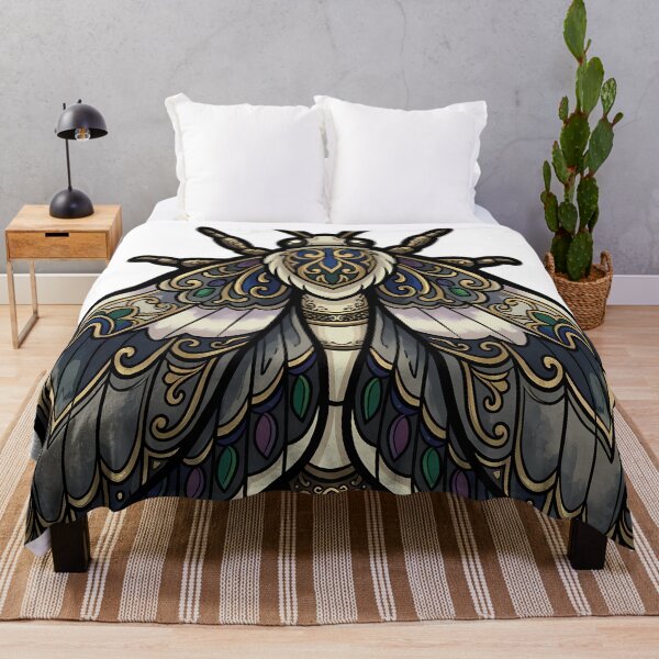 Item preview, Clouded Drab Moth Emblem - Gothic Entomology Winter Art designed and sold by IllumeInk.