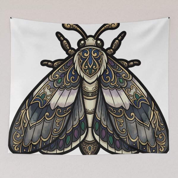 Item preview, Clouded Drab Moth Emblem - Gothic Entomology Winter Art designed and sold by IllumeInk.