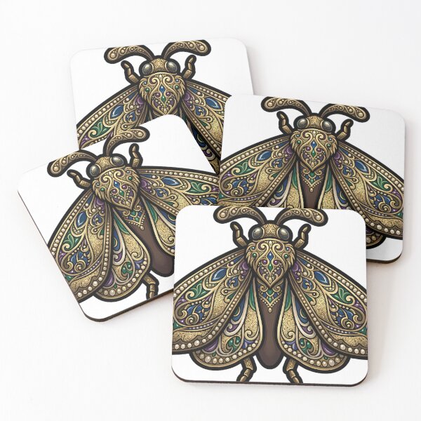 Item preview, Beaded Chestnut Moth Emblem - Gothic Entomology Winter Art designed and sold by IllumeInk.