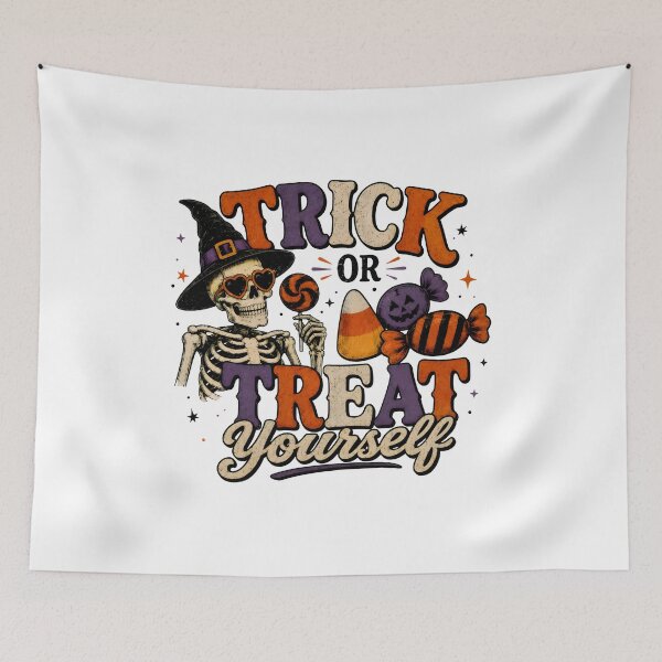 Item preview, Trick or Treat Yourself Skeleton Halloween Candy Retro designed and sold by GiaoCalonas.