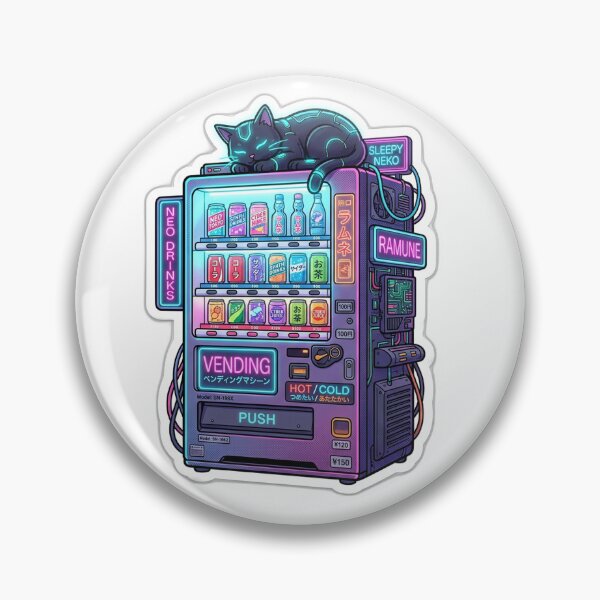 Item preview, Retro Cyberpunk Japanese Vending Machine Cat designed and sold by EmrYldrn.