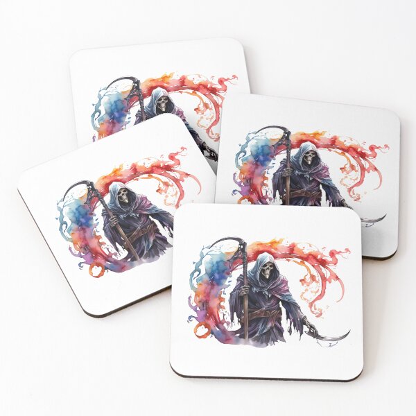 Item preview, Colorful Grim Reaper – Gothic Fantasy with Watercolors designed and sold by Rose Design & Photos.