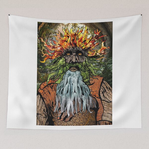 Item preview, Green Man Forest Spirit Fiery Hair Waterfall Beard designed and sold by DeryantArt.