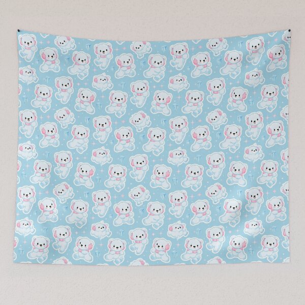 Item preview, Cute Polar Bear Cub Winter Ice Skating Pattern designed and sold by NicolasGlowArt.