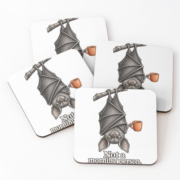 Item preview, Not a Morning Person — Sleepy Bat with Coffee designed and sold by P13KAR-DESIGN.