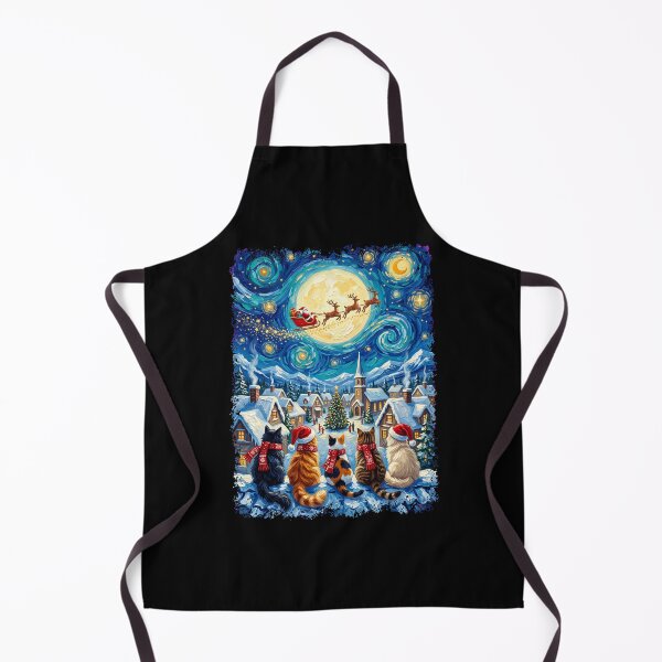 Item preview, Starry Night Christmas Cats Van Gogh designed and sold by dudelinart.