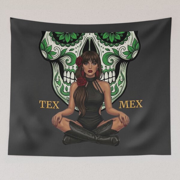 Item preview, Tex Mex Glamorous Woman With Sugar Skull And Cowboy Boots Art designed and sold by MaRCAStro.