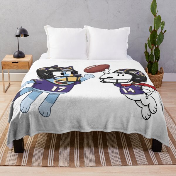 Item preview, Bluey And Snoopy Baltimore Ravens Football Catch Game Day designed and sold by DamianRoy88.